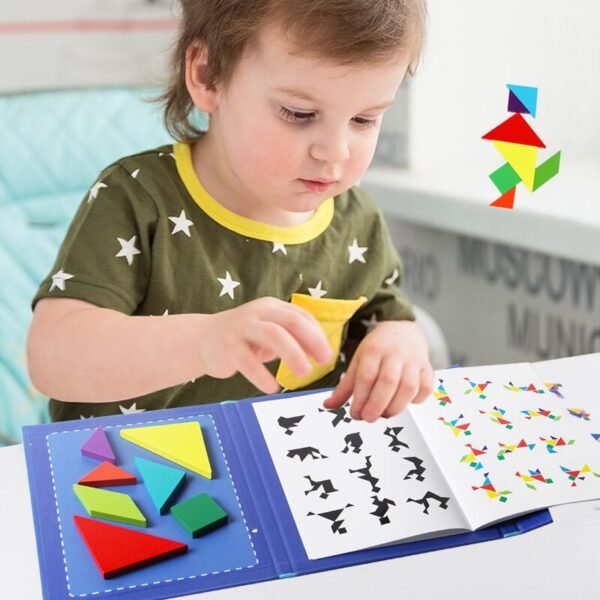 Puzzle Tangram magnétique en bois - 11