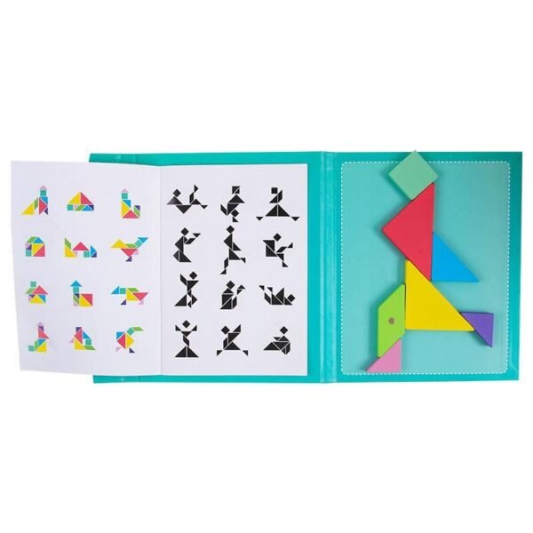 Puzzle Tangram magnétique en bois - 8