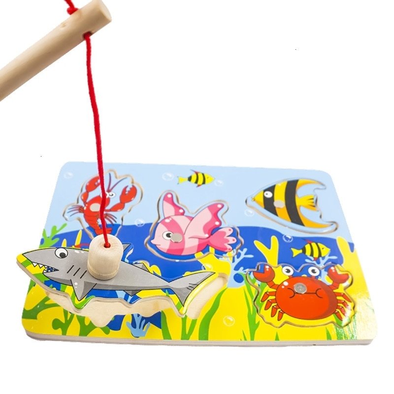 Jeu de pêche magnétique en bois