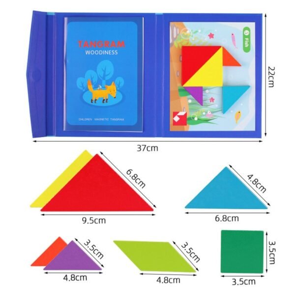 Puzzle Tangram magnétique en bois - 7