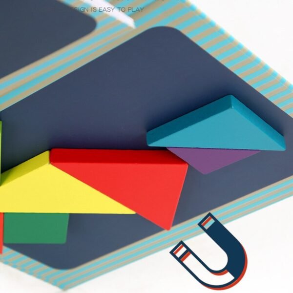 Puzzle Tangram magnétique en bois - 10