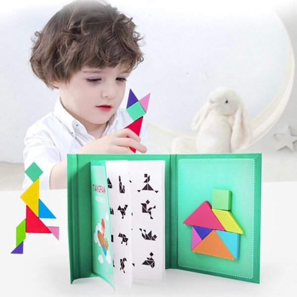 Puzzle Tangram magnétique en bois - 4