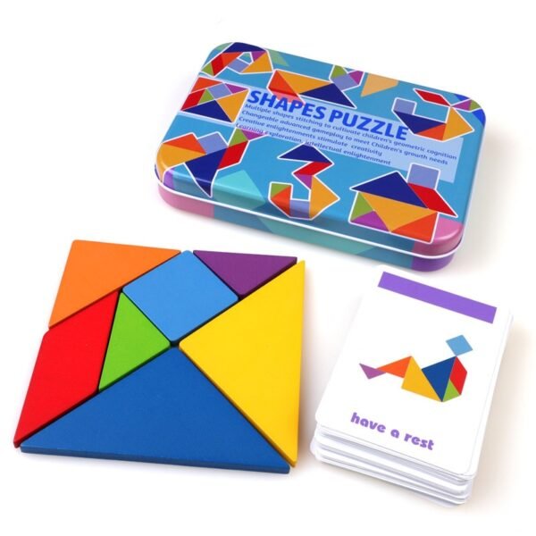 Puzzle Tangram magnétique en bois - 6