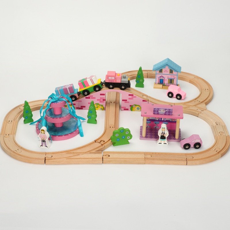 Accessoires de Voie de Train en Bois Rose