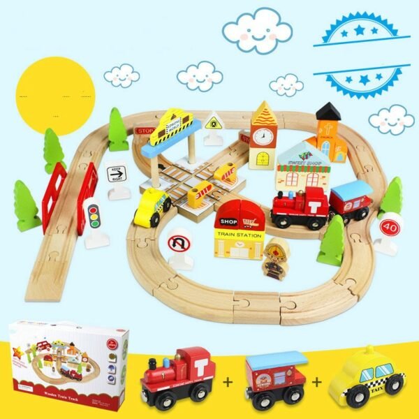 Circuit de Train en Bois avec Croisements