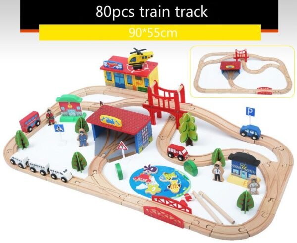 Circuit de Train en Bois 80 pièces - 2