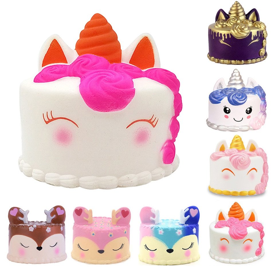Jouets Squishy Licorne et Cerf (gâteaux)