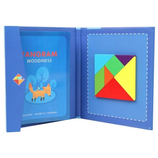 Puzzle Tangram magnétique en bois - 2