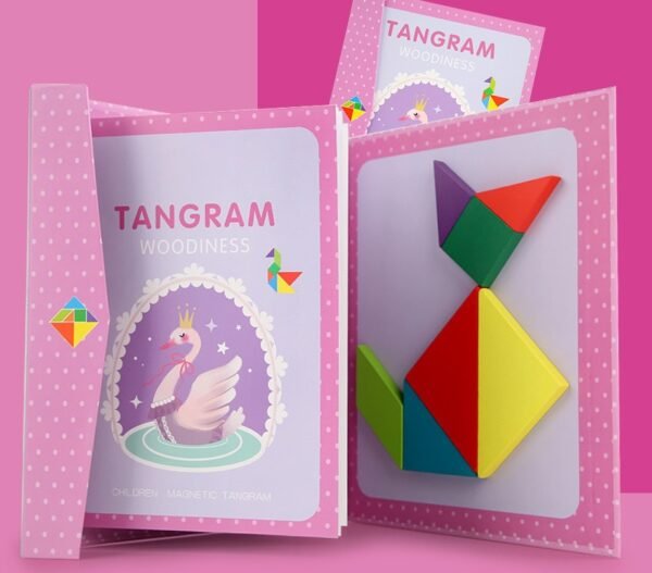 Puzzle Tangram magnétique en bois - 9