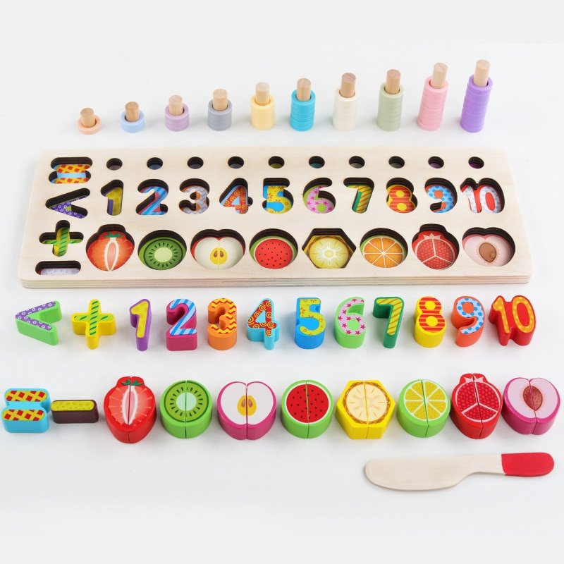 Jouet en bois Montessori de mathématiques et pêche