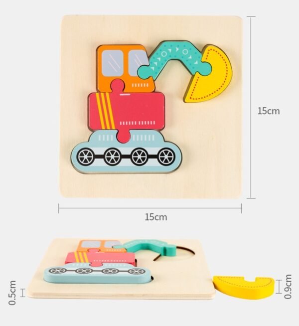 Puzzle 3D en bois animaux et trafic - 2