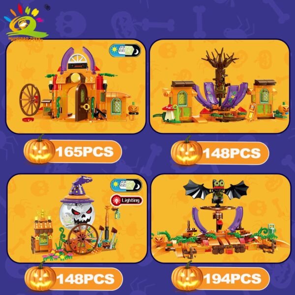 Ensemble de construction thème Halloween avec citrouilles et crânes - 1