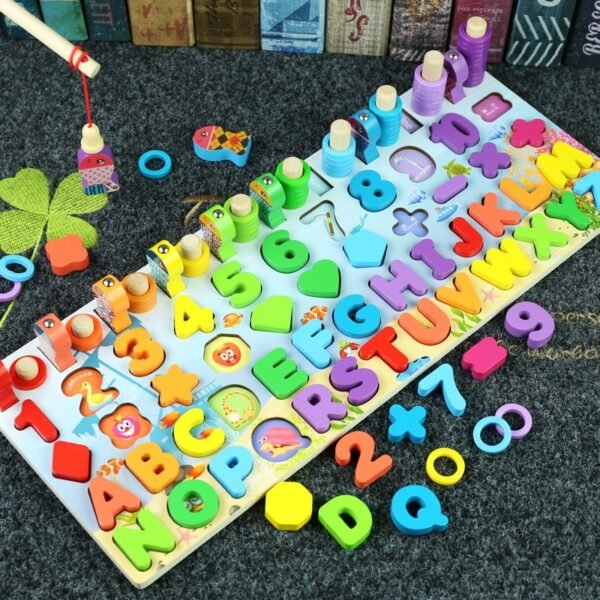 Jouet en bois Montessori de mathématiques et pêche - 9