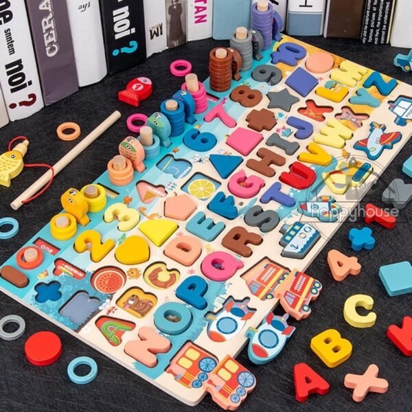 Jouet en bois Montessori de mathématiques et pêche - 35