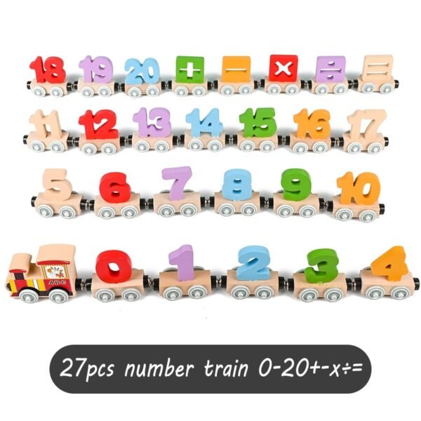 Train magnétique avec chiffres en bois - 7