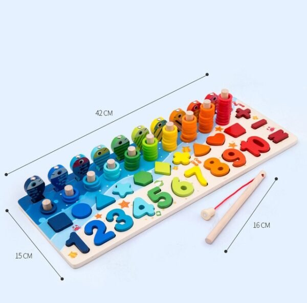 Jouet en bois Montessori de mathématiques et pêche - 24