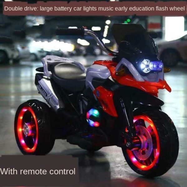 Moto tricycle électrique pour enfants avec roues lumineuses - 4