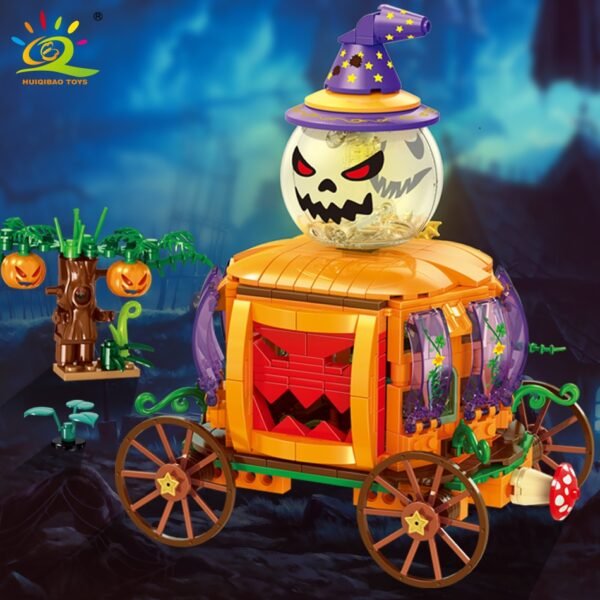 Ensemble de construction thème Halloween avec citrouilles et crânes