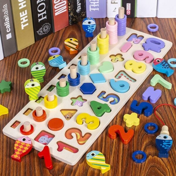 Jouet en bois Montessori de mathématiques et pêche - 12