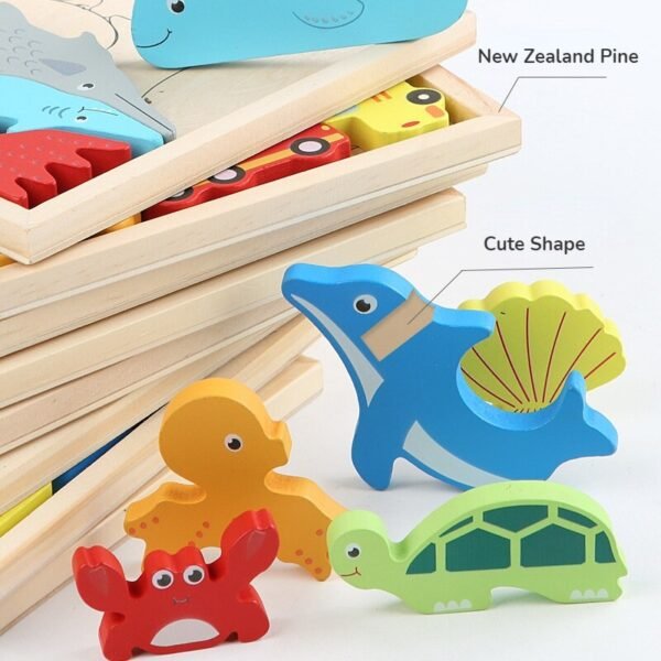 Puzzle 3D en Bois Animaux et Véhicules - 13