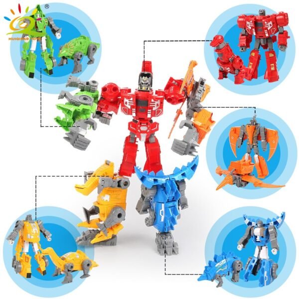 Set de Dinosaures Robots Transformables 5 en 1 - 2